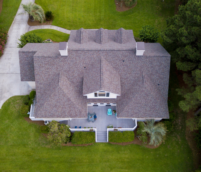 House with shingle roof